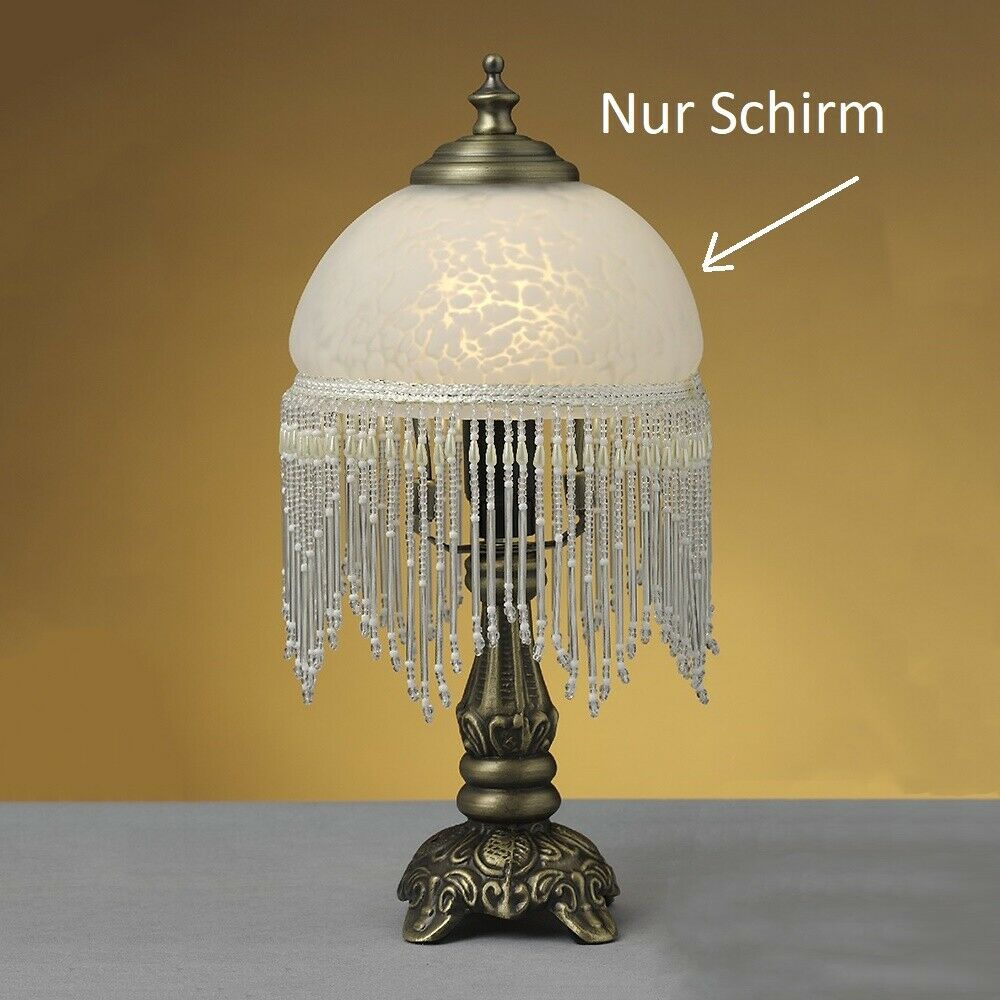Glasschirm weiß mit hängendem Glasperlenbehang Weide