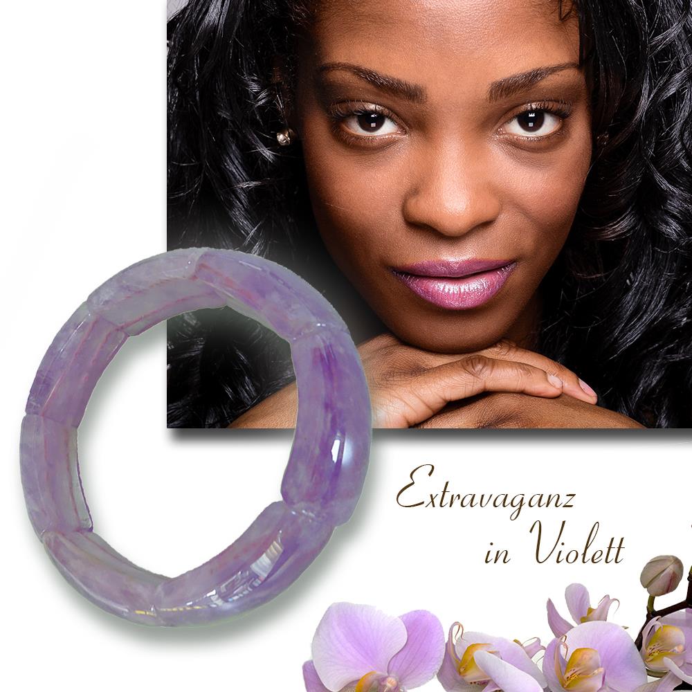 Wunderschönes Edelstein Armband aus Amethyst Violett Ovalform flexibel