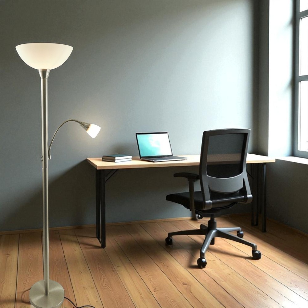 LED Stehleuchte Mattis nickel mit Lesearm