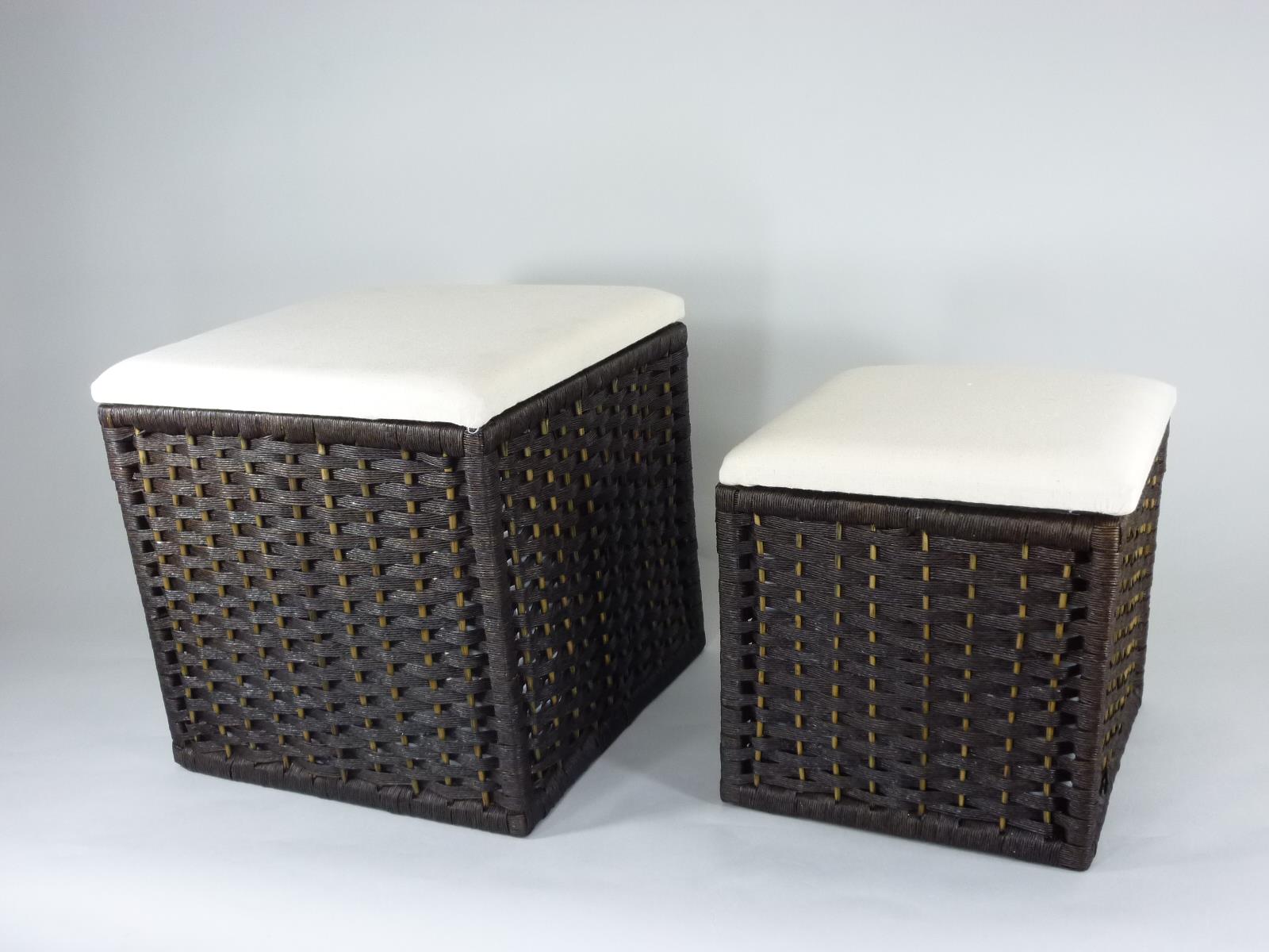 Hocker-Korb Set in Rattan-Optik Korbtruhe