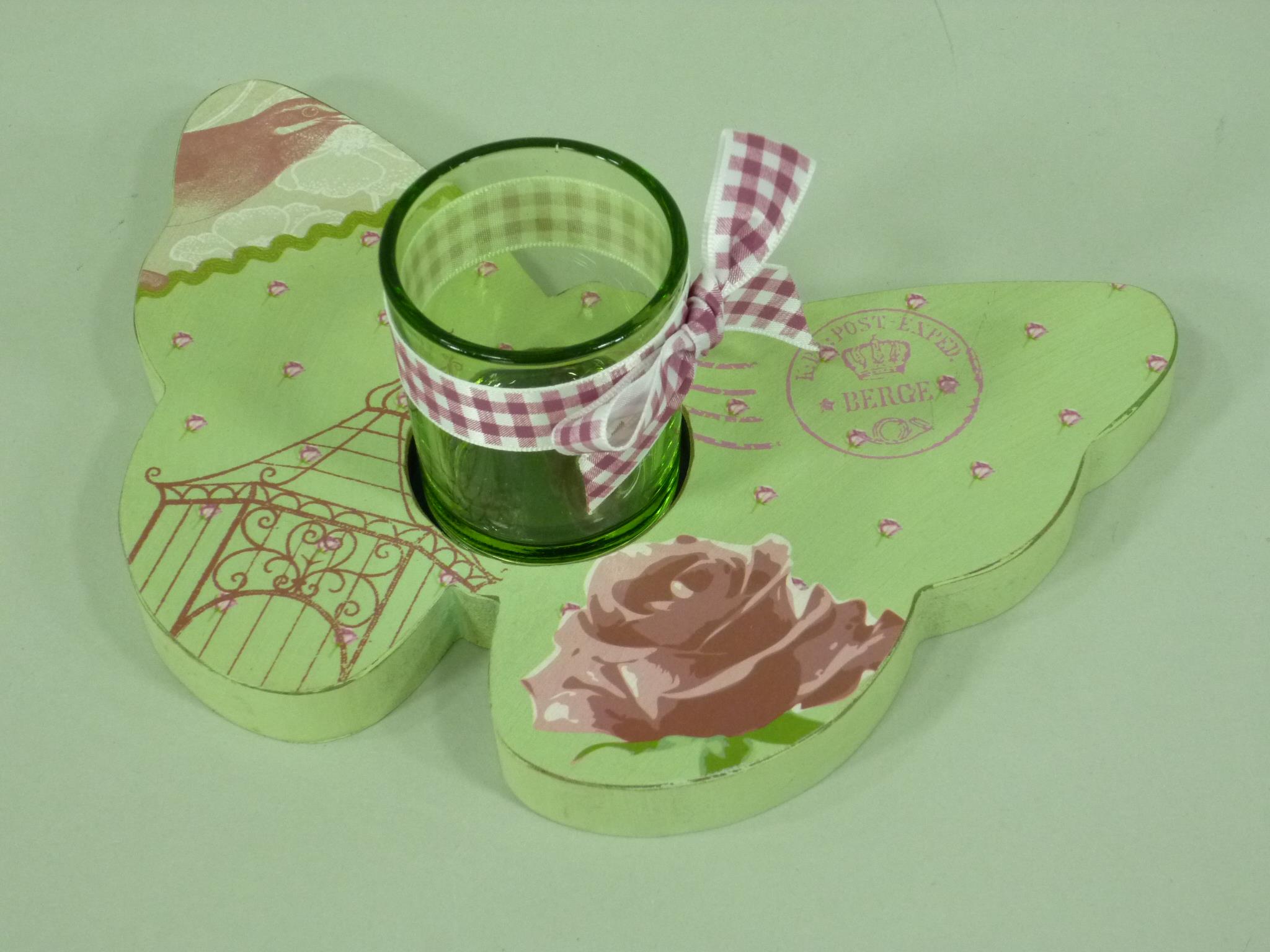 Glas-Windlicht MARI Herz und Schmetterling im set