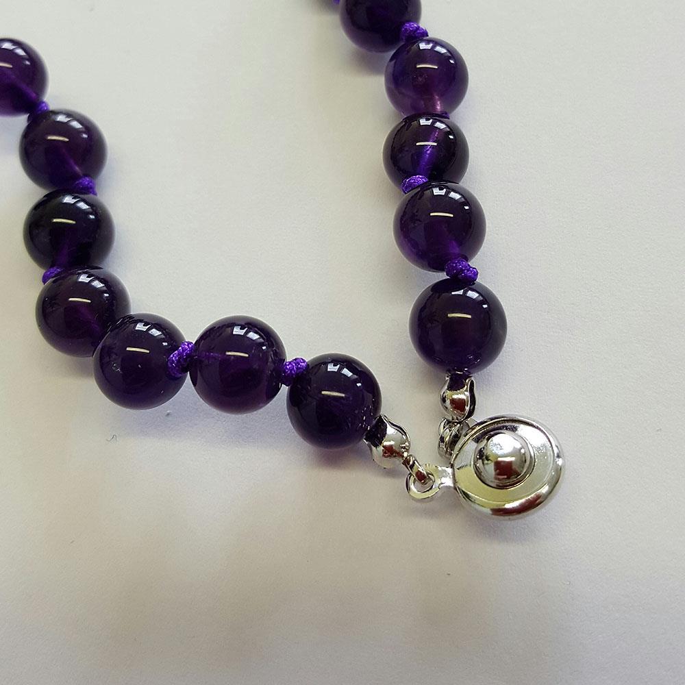 Halskette aus Amethyst Edelstein-Kugelkette 10mm