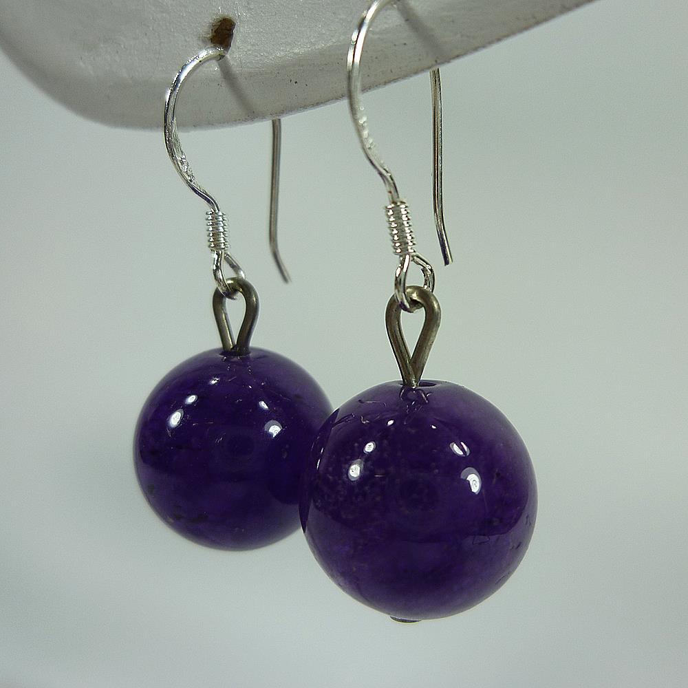 Wunderschöne modische Ohrhänger mit Kugeln aus Amethyst-Edelsteinen Ohrschmuck