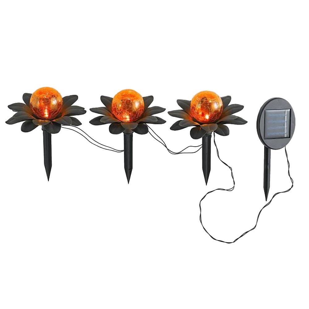 LED-Solar-Deko-Leuchte FLORA mit Spieß als 3er Set