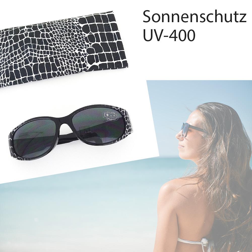 Damen-Sonnenbrille, Sonnen-Schutz mit UV-400-Schutz, Etui im passenden Design, Strand-Brille