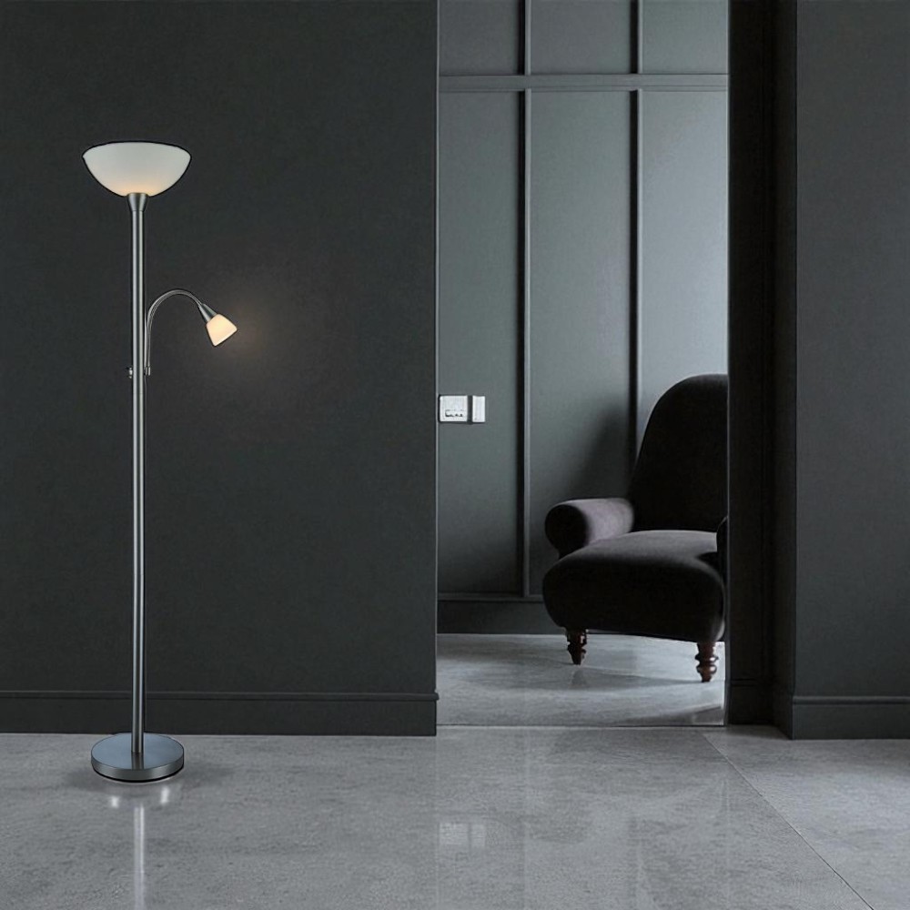 LED Stehleuchte Mattis nickel mit Lesearm