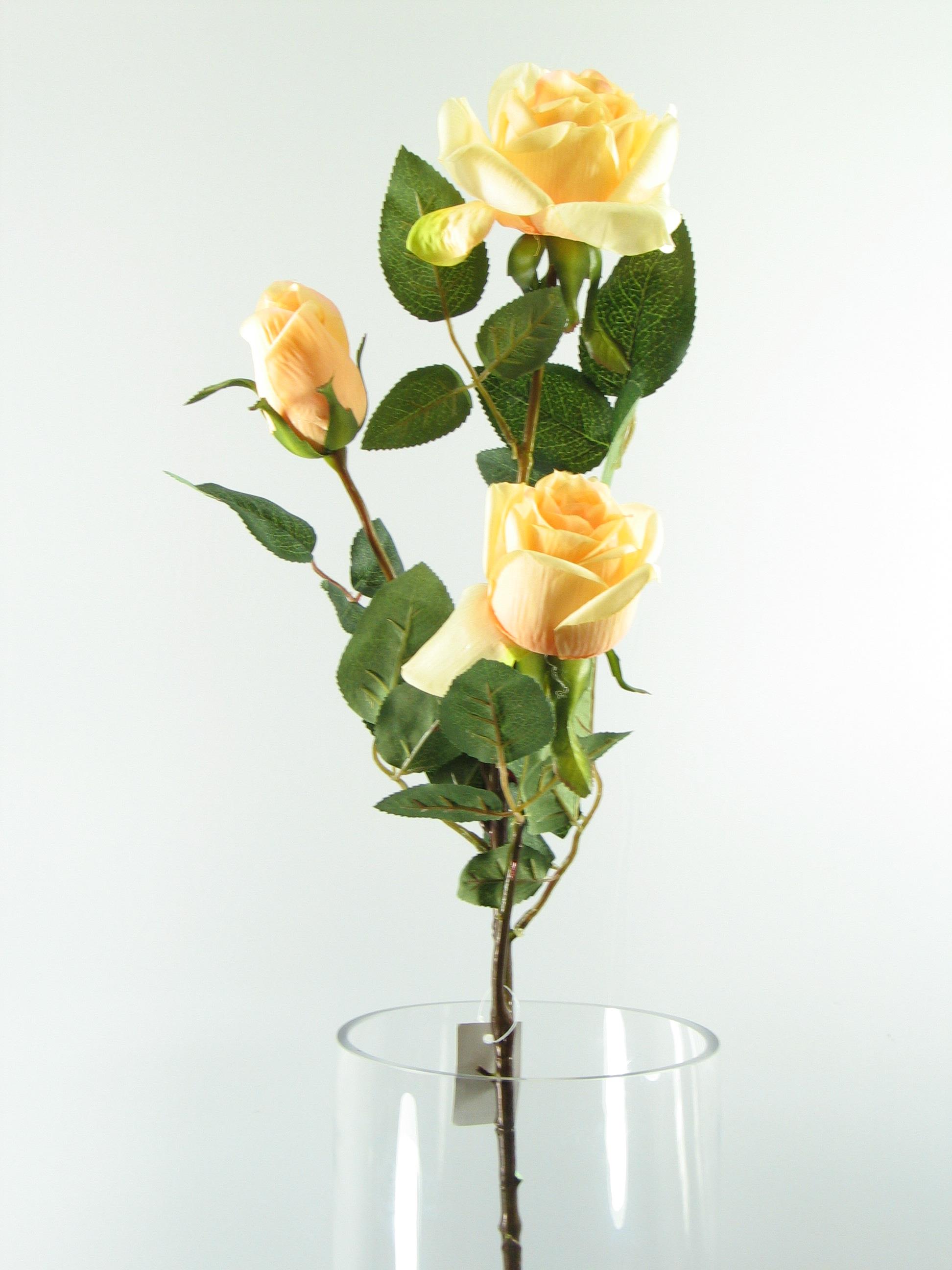 Kunstblume ROSE mit 3 Blüten