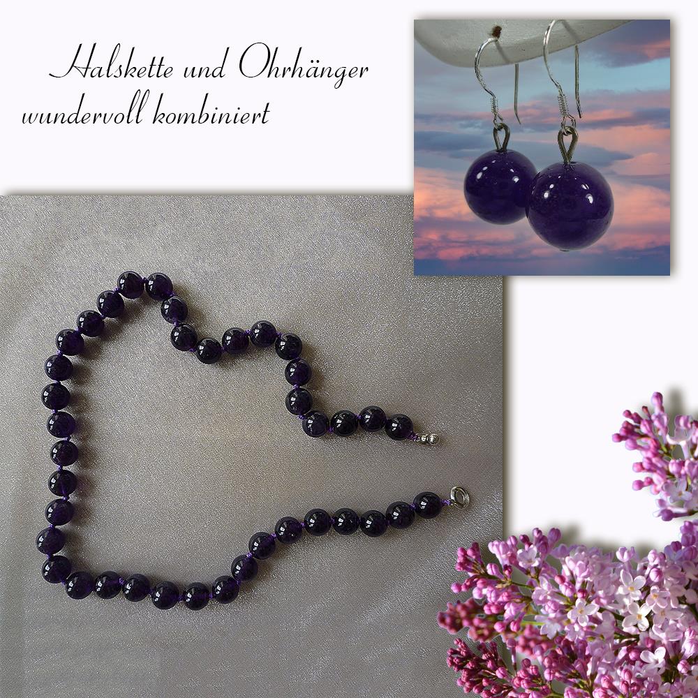 Edelstein Halskette aus Amethyst Kugelkette