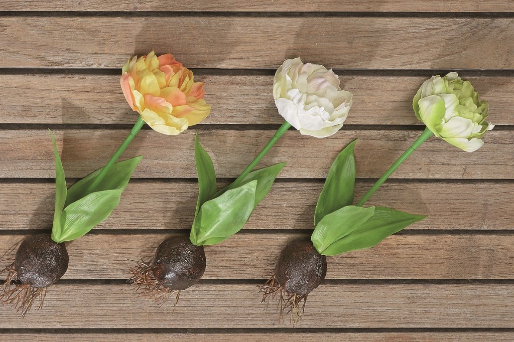 3 x Kunstblume Tulpe mit Blumenzwiebel Osterdekoration