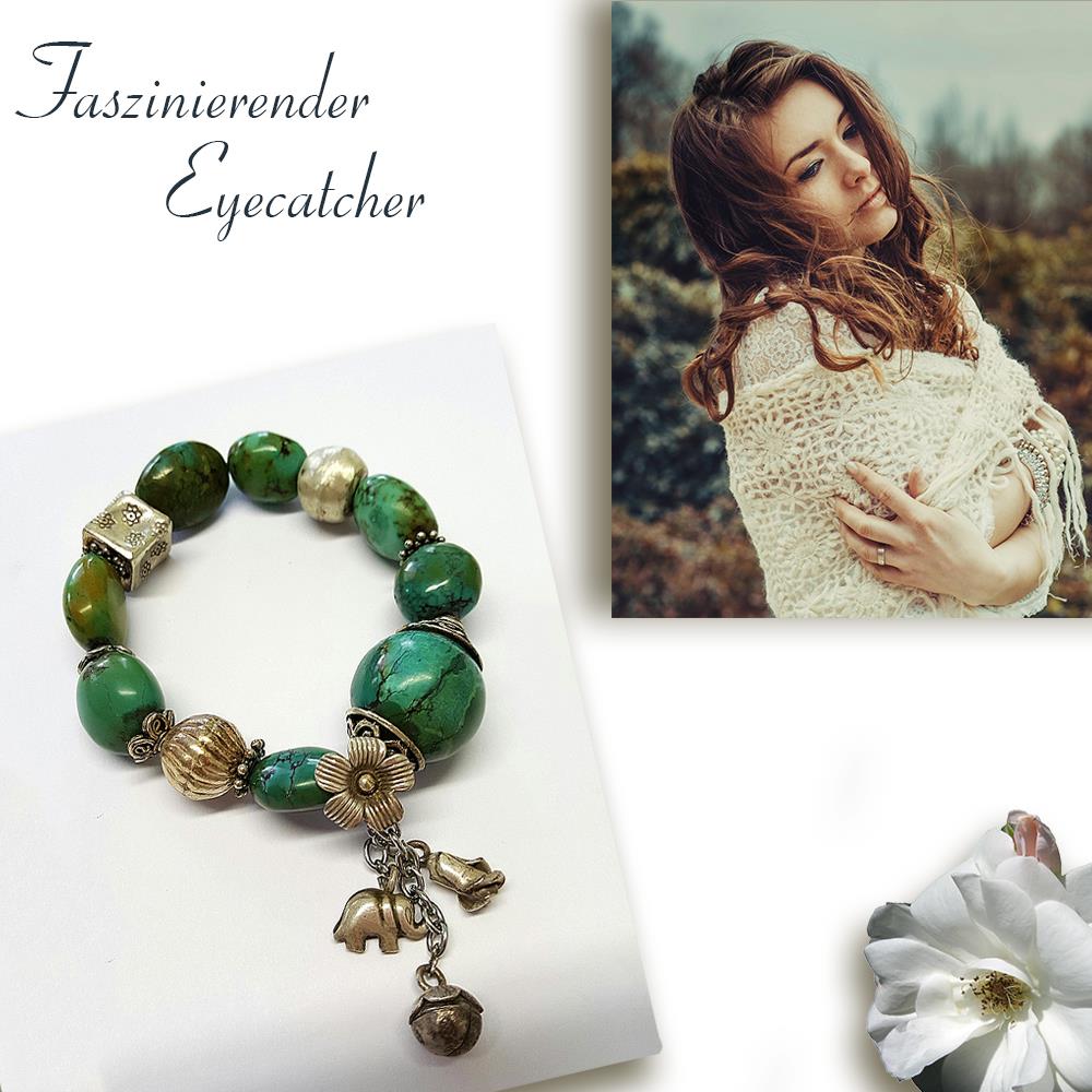 Armband aus Türkissteinen und Silber Handschmuck