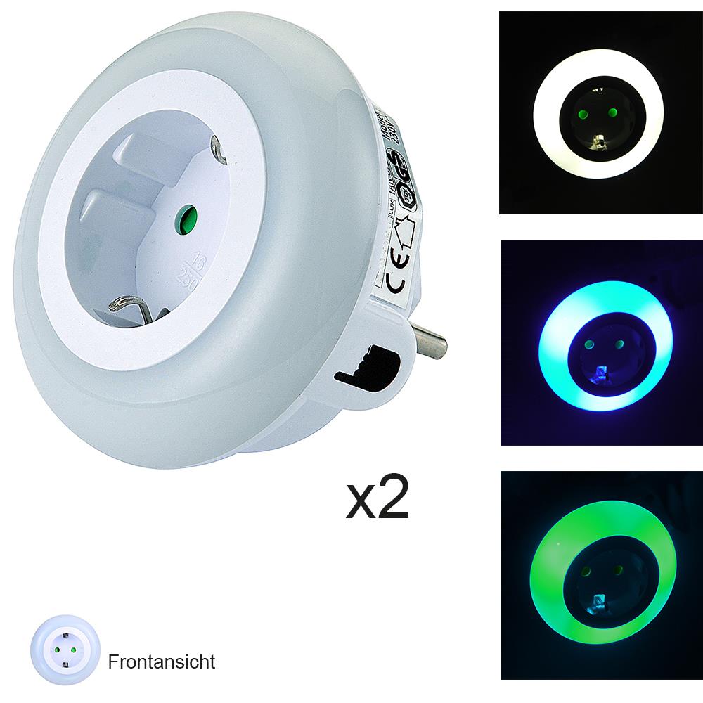 2 x LED Steckdosen-Nachtlicht Dekoleuchte
