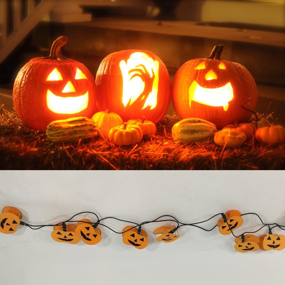 Lichterkette PUMPKIN 10-flammig. Fenster-Deko