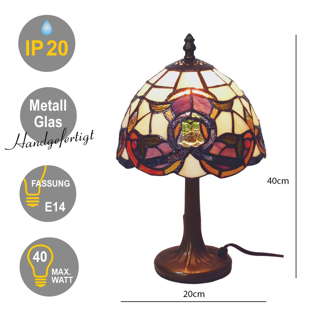 Tischleuchte COSIMA Nachttischleuchte, im Tiffany-Stil