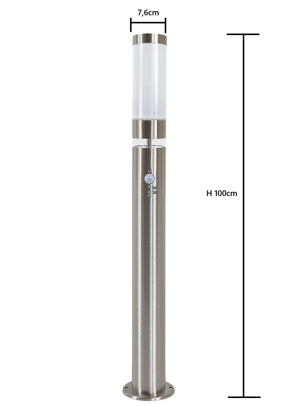 Edelstahl Außen-Stehleuchte Lisa 1m mit Bewegungsmelder