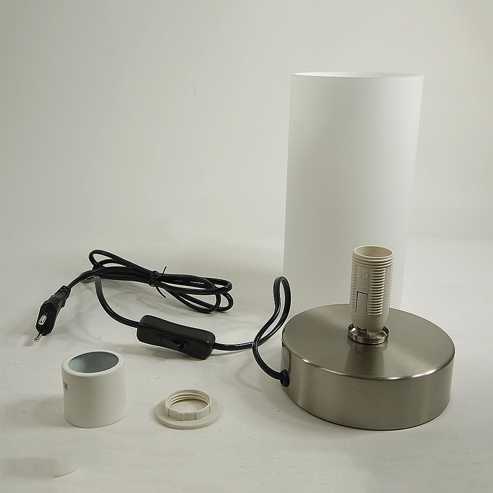 Glas-Tisch-Leuchte-Lampe MATS Metall Nickel