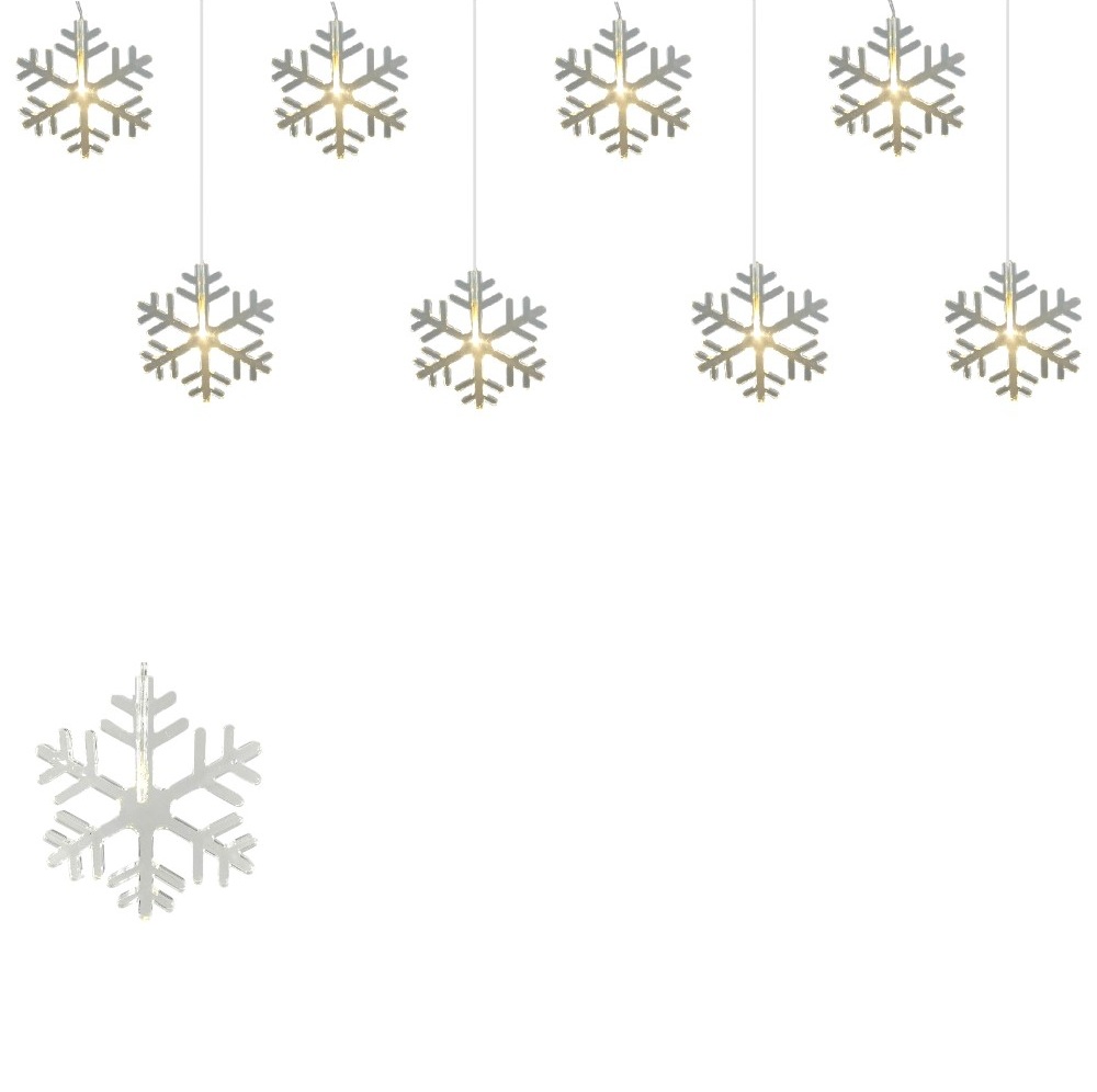 LED Lichterkette Schneeflocke 8-flammig Dekobeleuchtung