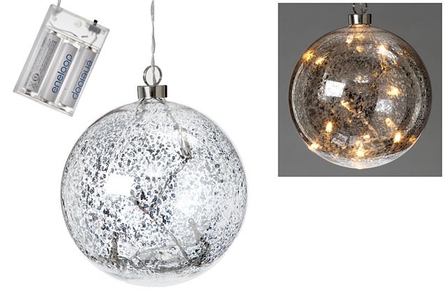 LED Kugel Silvio Lackiertes Glas silber, D15 cm