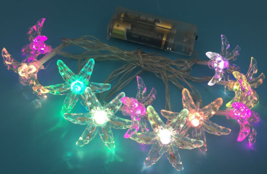 LED Lichterkette BLUME 10 flammig Dekoleuchte batteriebetrieben