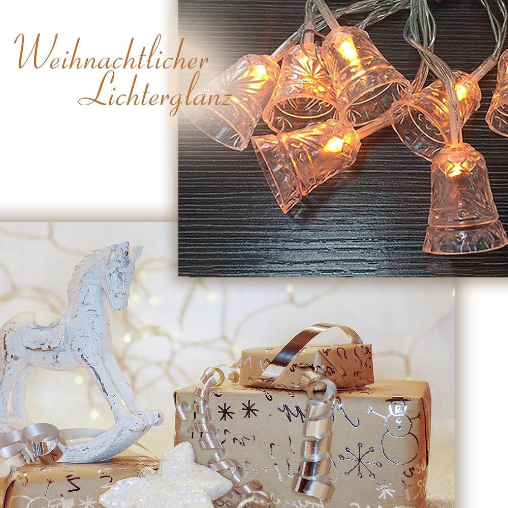 LED Lichterkette GLOCKE 10-flammig batteriebetrieben Weihnachtsbeleuchtung