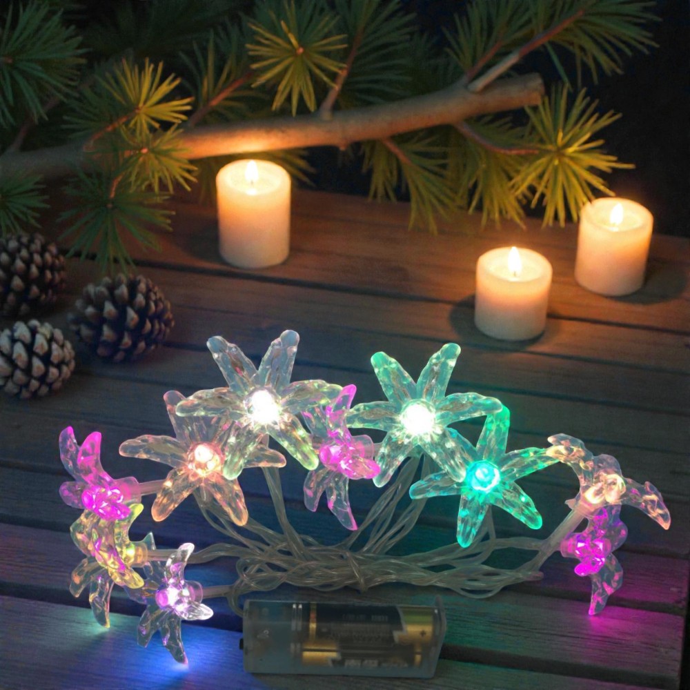 LED Lichterkette BLUME 10 flammig Dekoleuchte batteriebetrieben