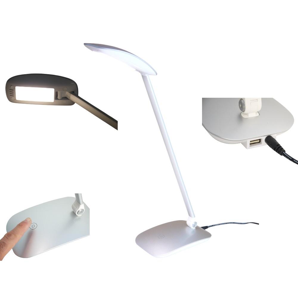 LED Tischleuchte Kian silber Touchschalter USB Anschluss