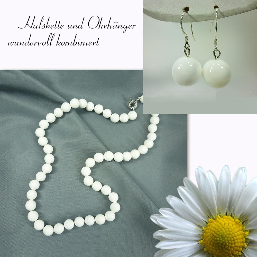 Kugel Ohrhänger aus Hippopus Muscheln gefertigt weiß Modeschmuck