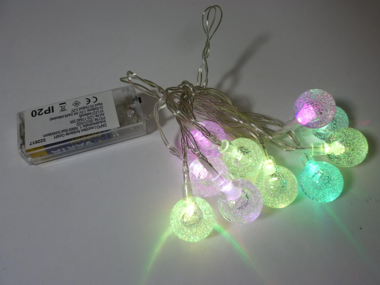 LED Lichterkette BUBBLE BALL 10-flammig batteriebetrieben farbwechselnd