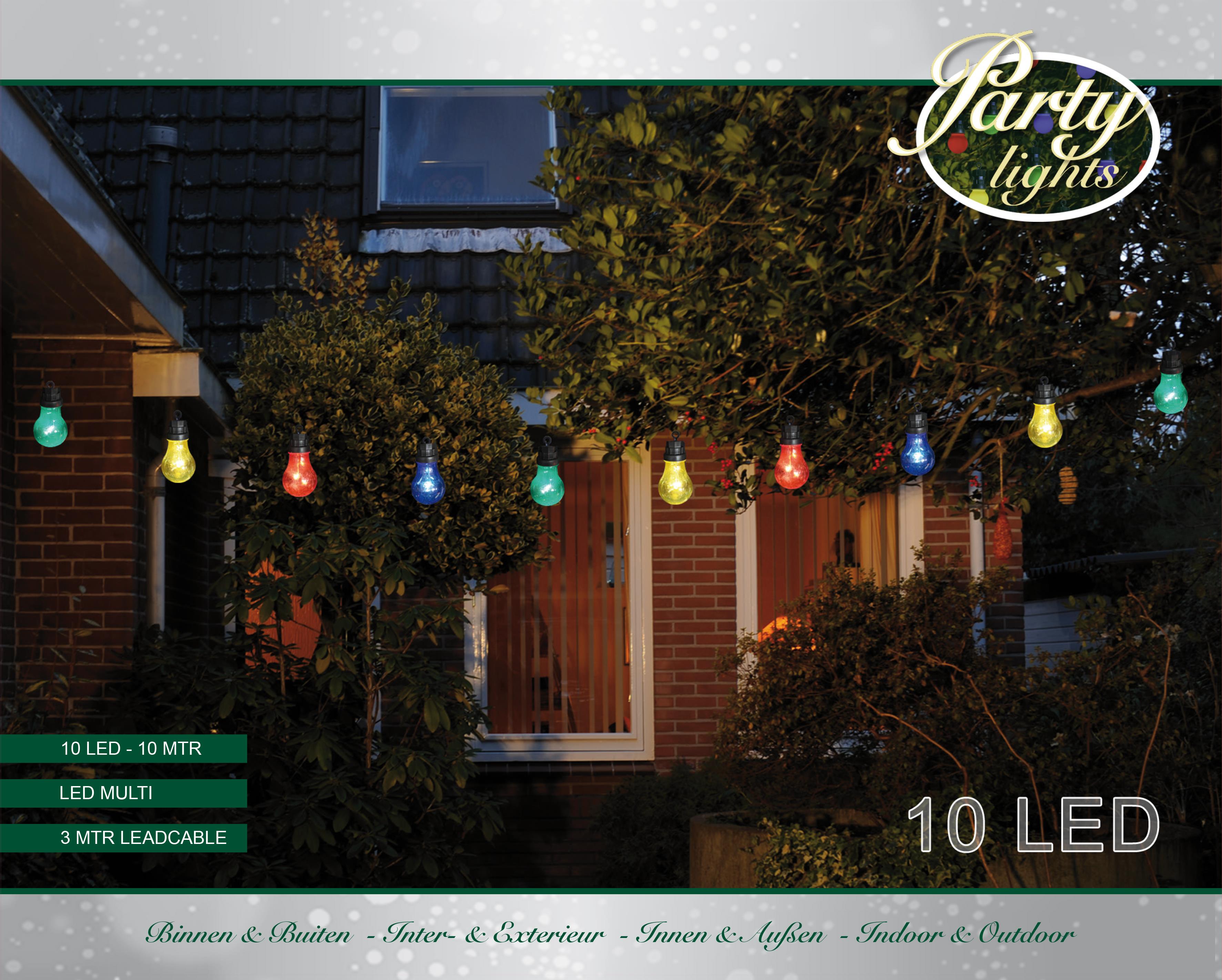 LED-Lichterkette-Dekorationsleuchte 10 flammig für Garten Terrasse Balkon