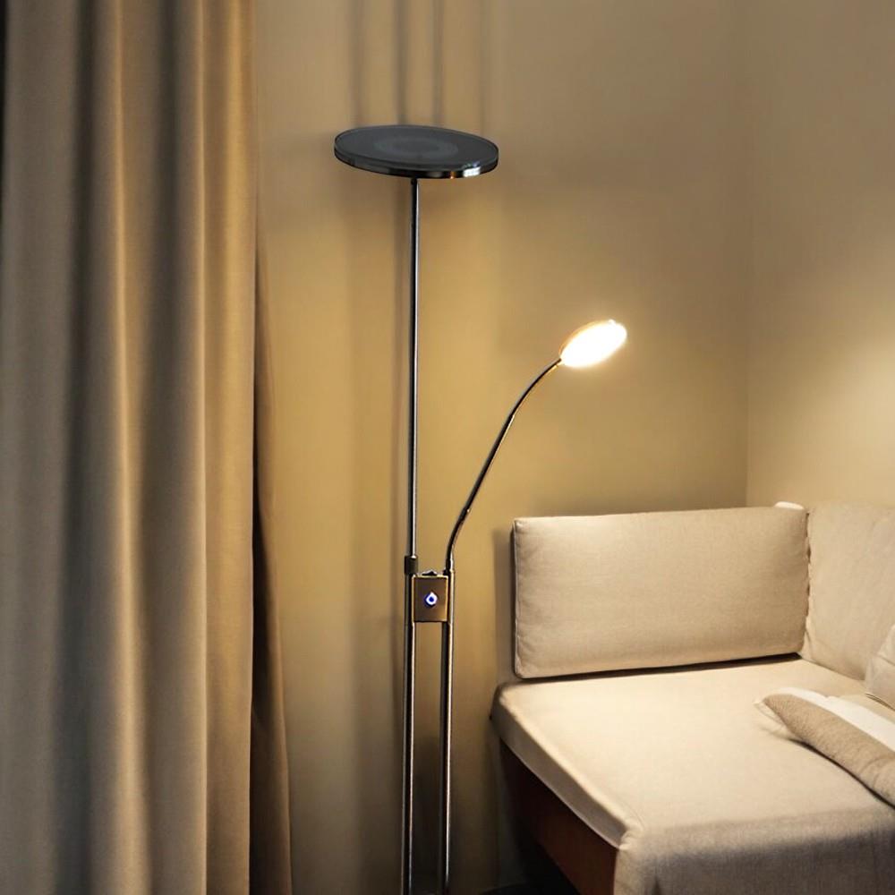 LED-Stehleuchte Livio Deckenfluter mit Lesearm und Dimmfunktion