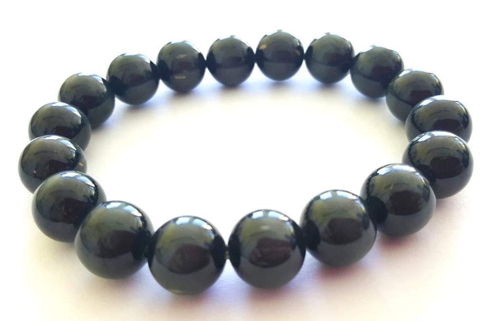 Armband aus Tigerauge grün Kugelarmband Naturstein Armreif