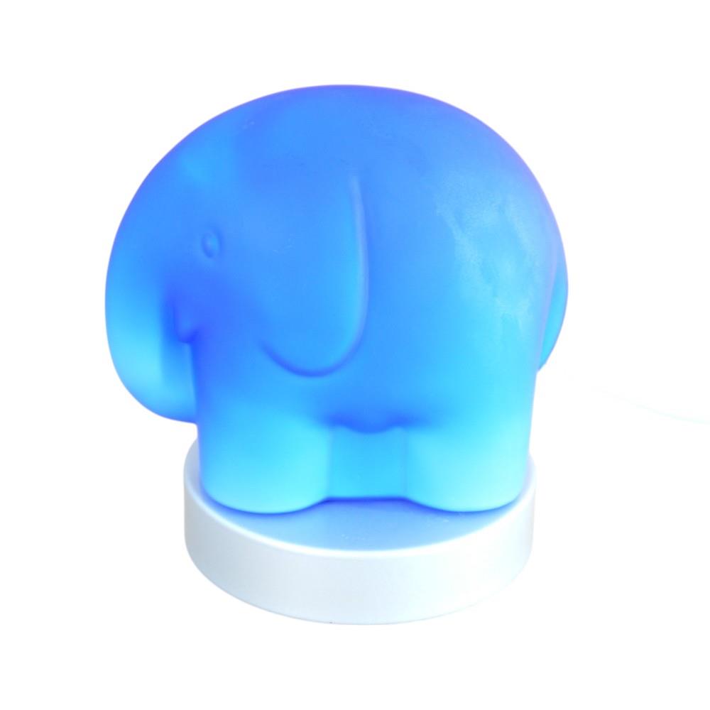 Hochwertige mundgeblasene Vollglas Tischleuchte ELEFANT blau