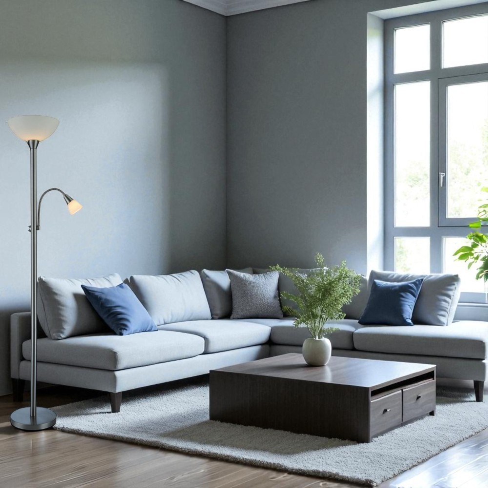 LED Stehleuchte Mattis nickel mit Lesearm