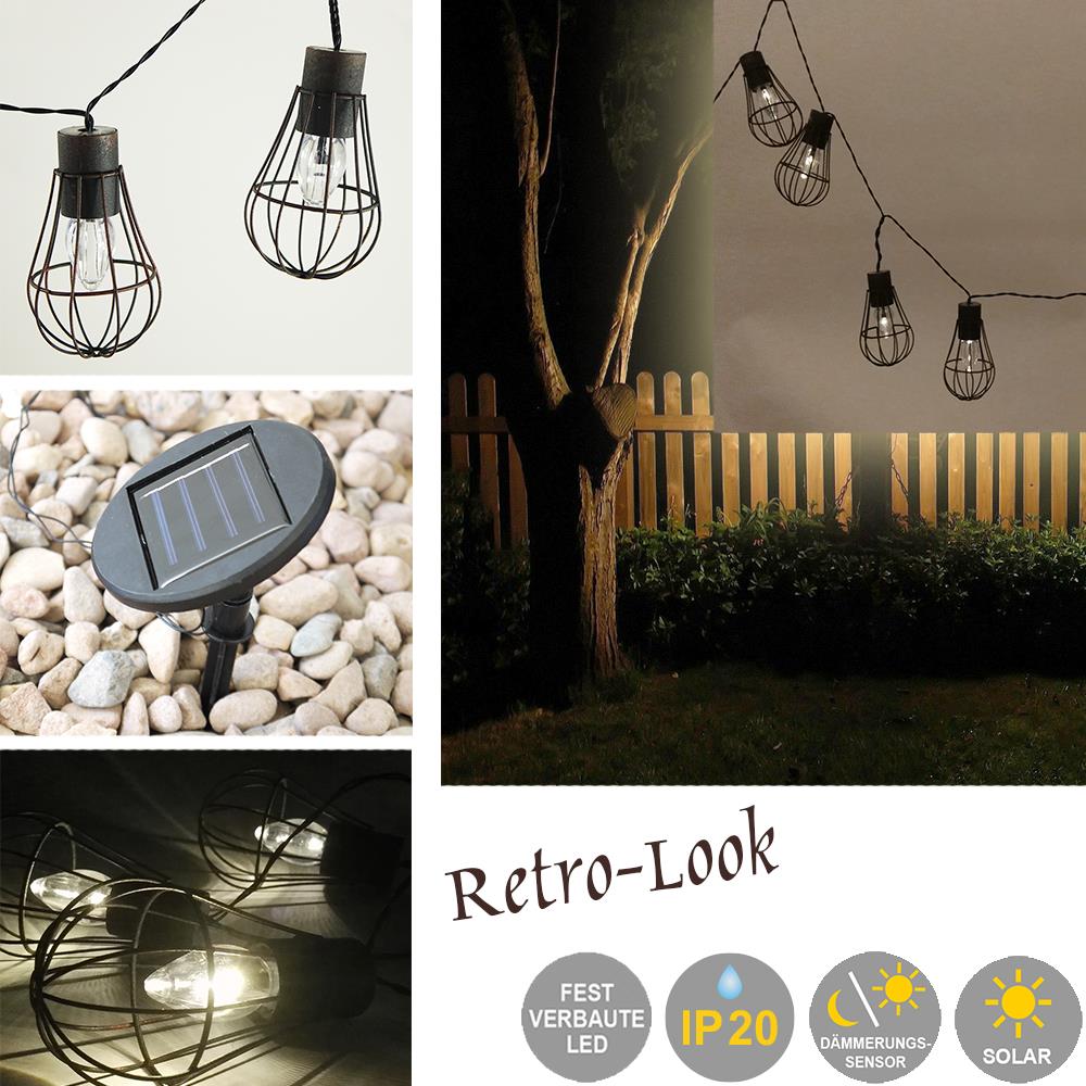 2 x Solar Gitter-Lichterkette 10 flammig