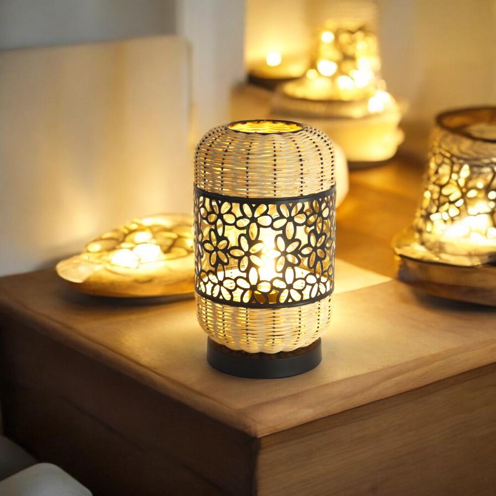 Tischleuchte Elio Metall/Rattan Dekoleuchte