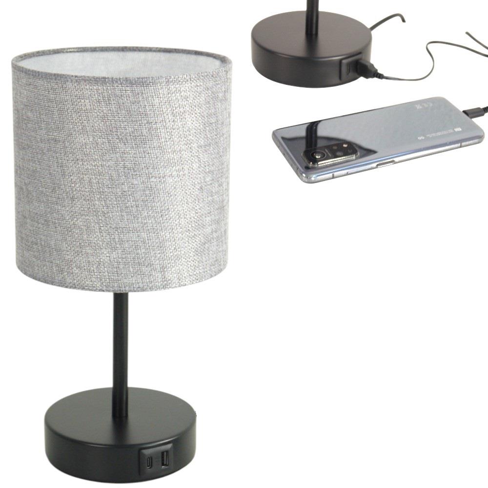 Tischleuchte Alan schwarz/grau USB Anschluss