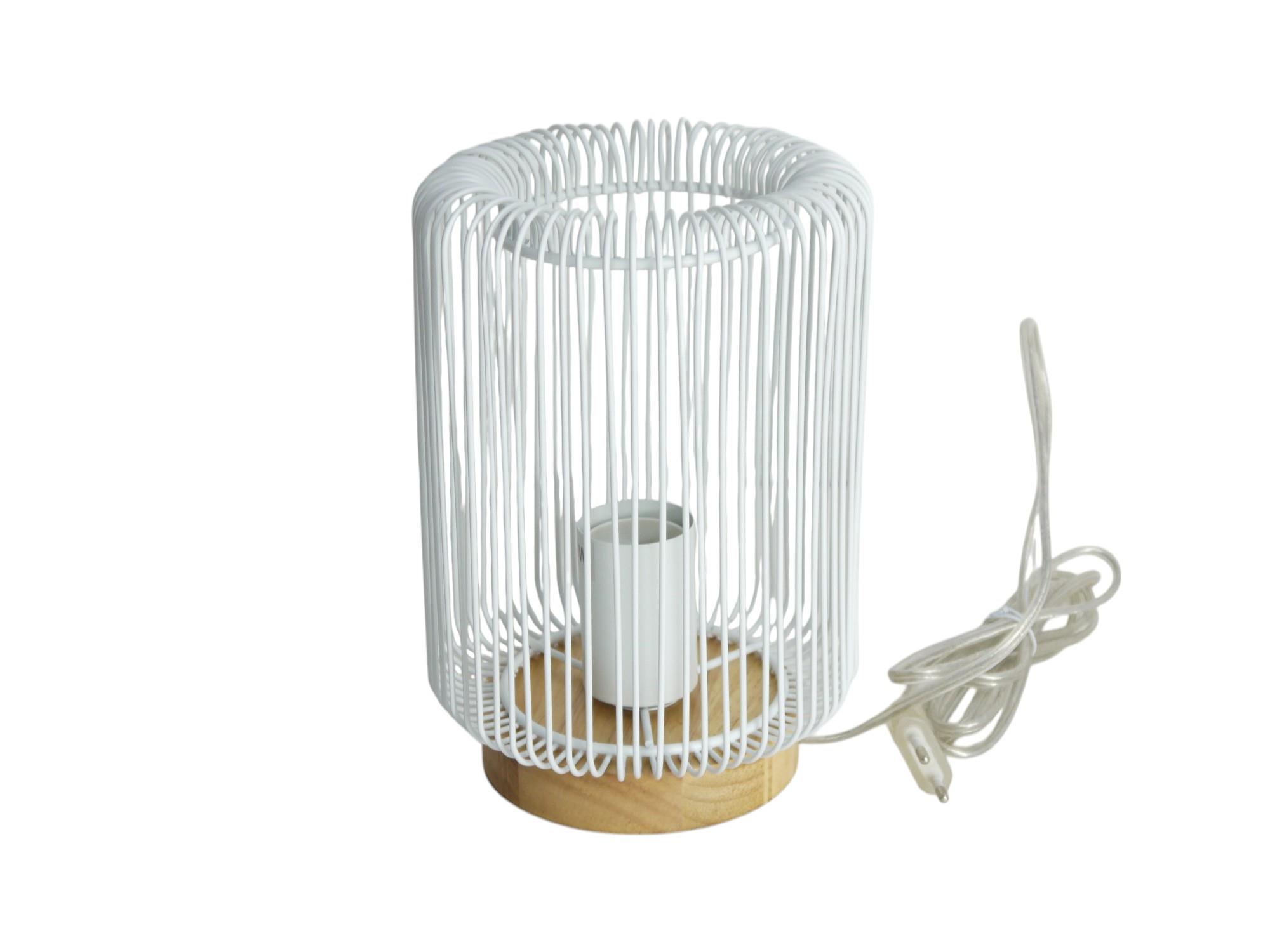 Tischleuchte Jade Holz Metall weiß E27