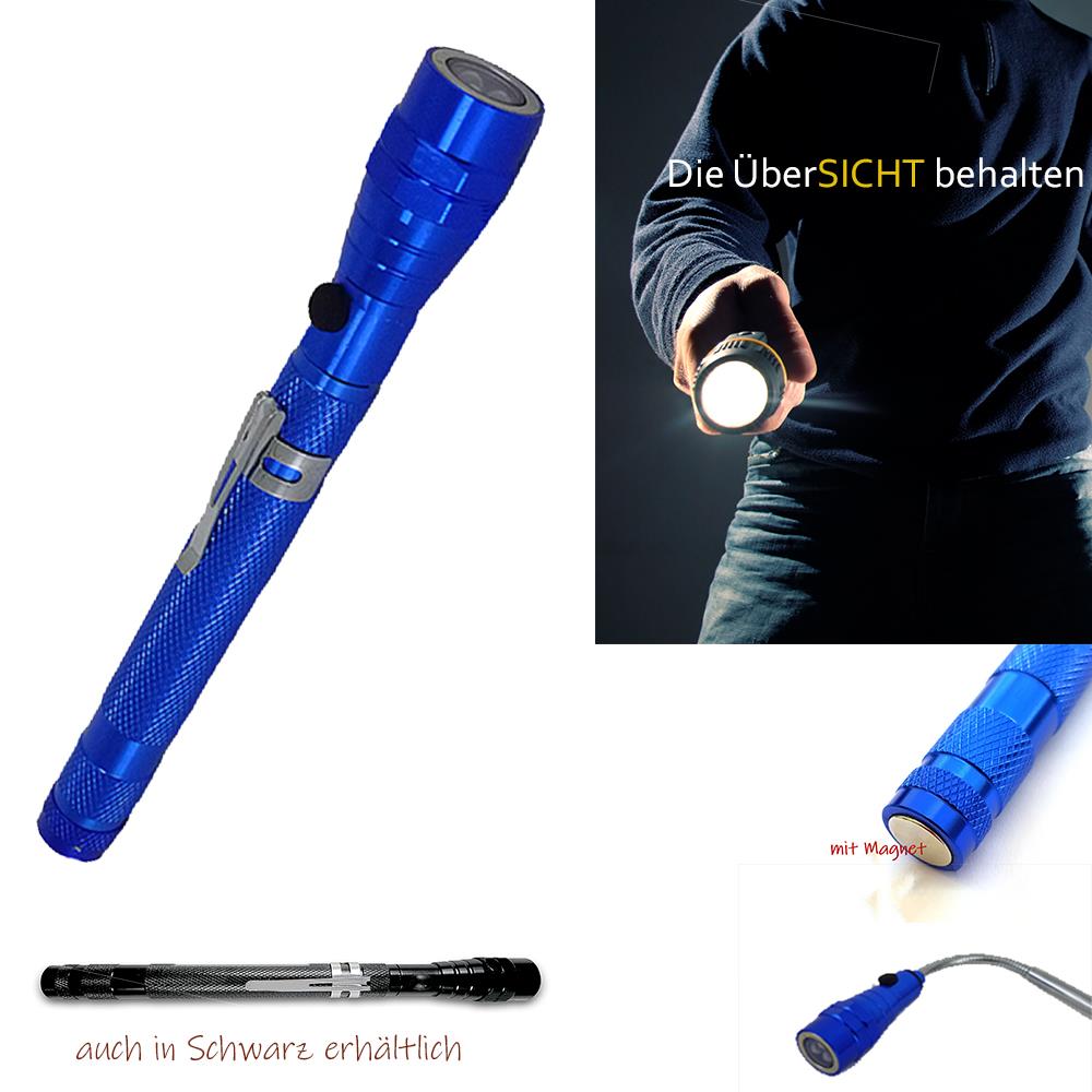 LED Teleskop-Taschenlampe Sky blau-2er Set