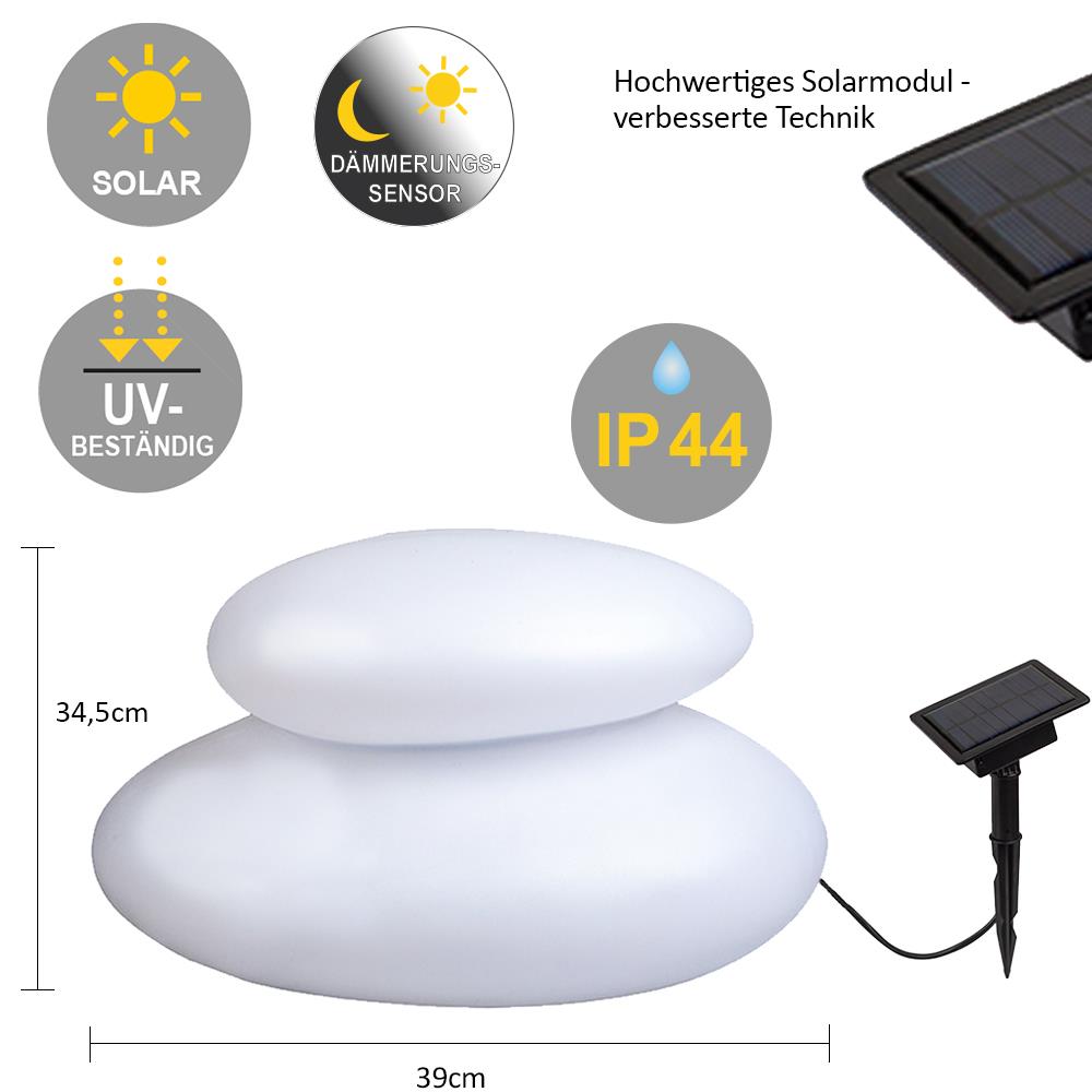 2 x Solar-Dekostein Duo Solarleuchte