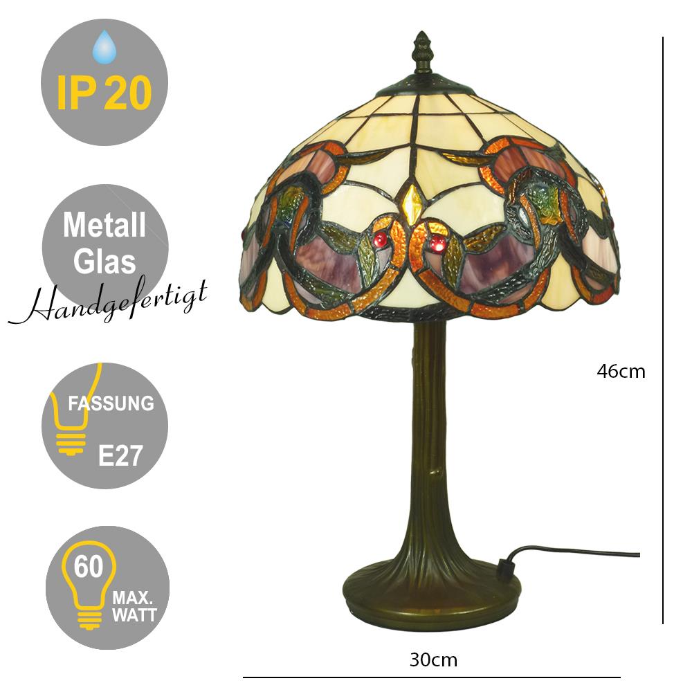 Tischleuchte COSIMA Nachttischleuchte, im Tiffany-Stil