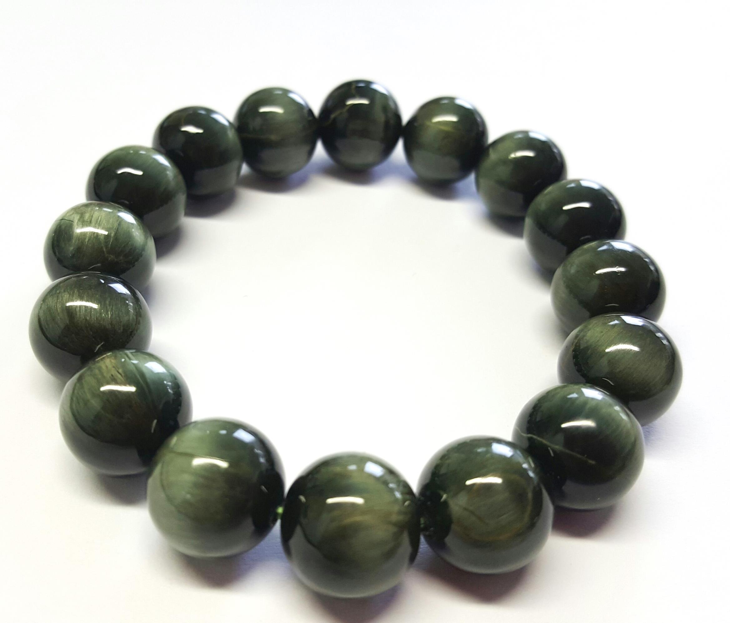Armband aus Tigerauge grün Kugelarmband Naturstein Armreif