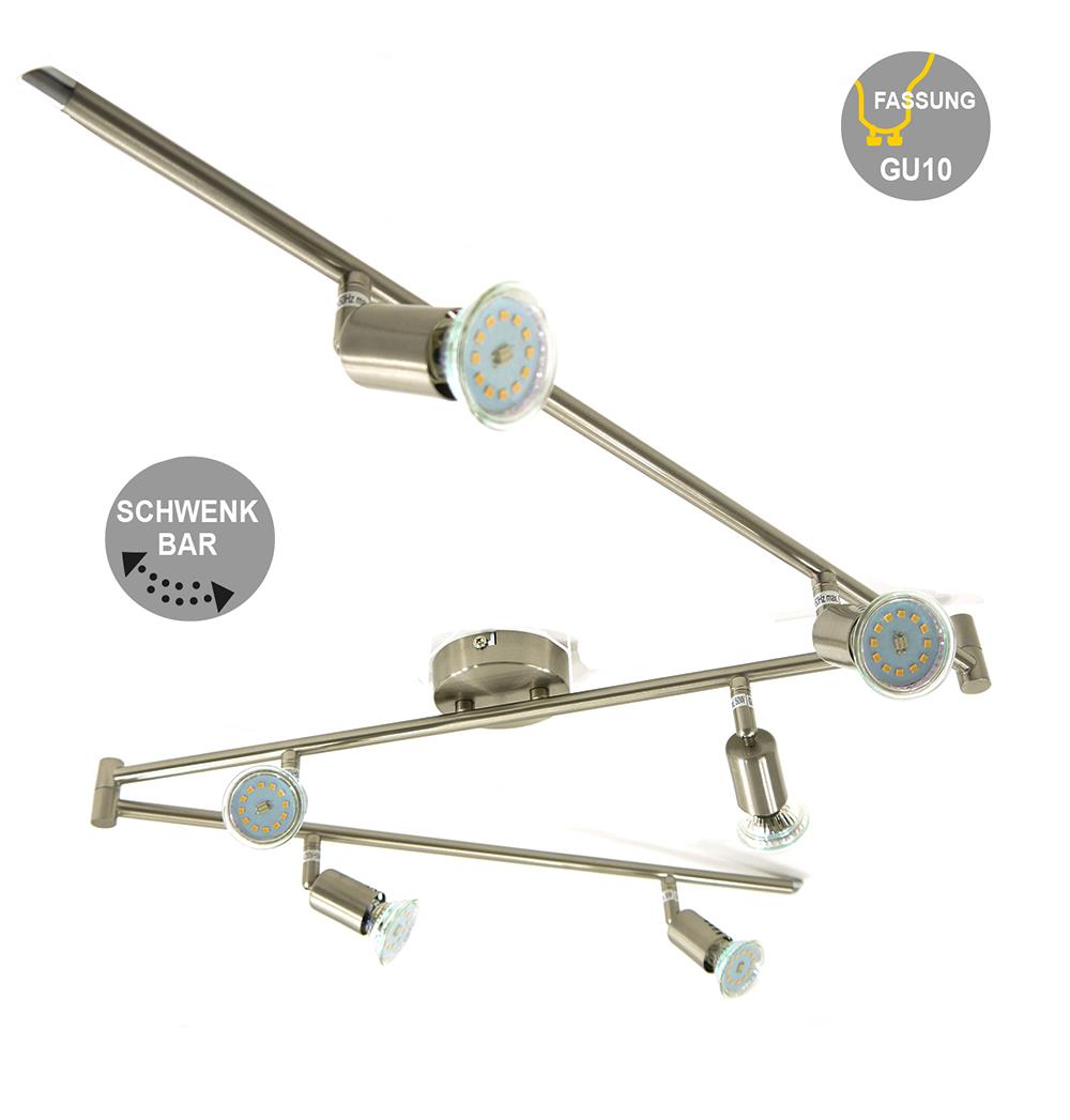 schwenkbare LED Strahler Spot LINOS nickel 6 flammig 