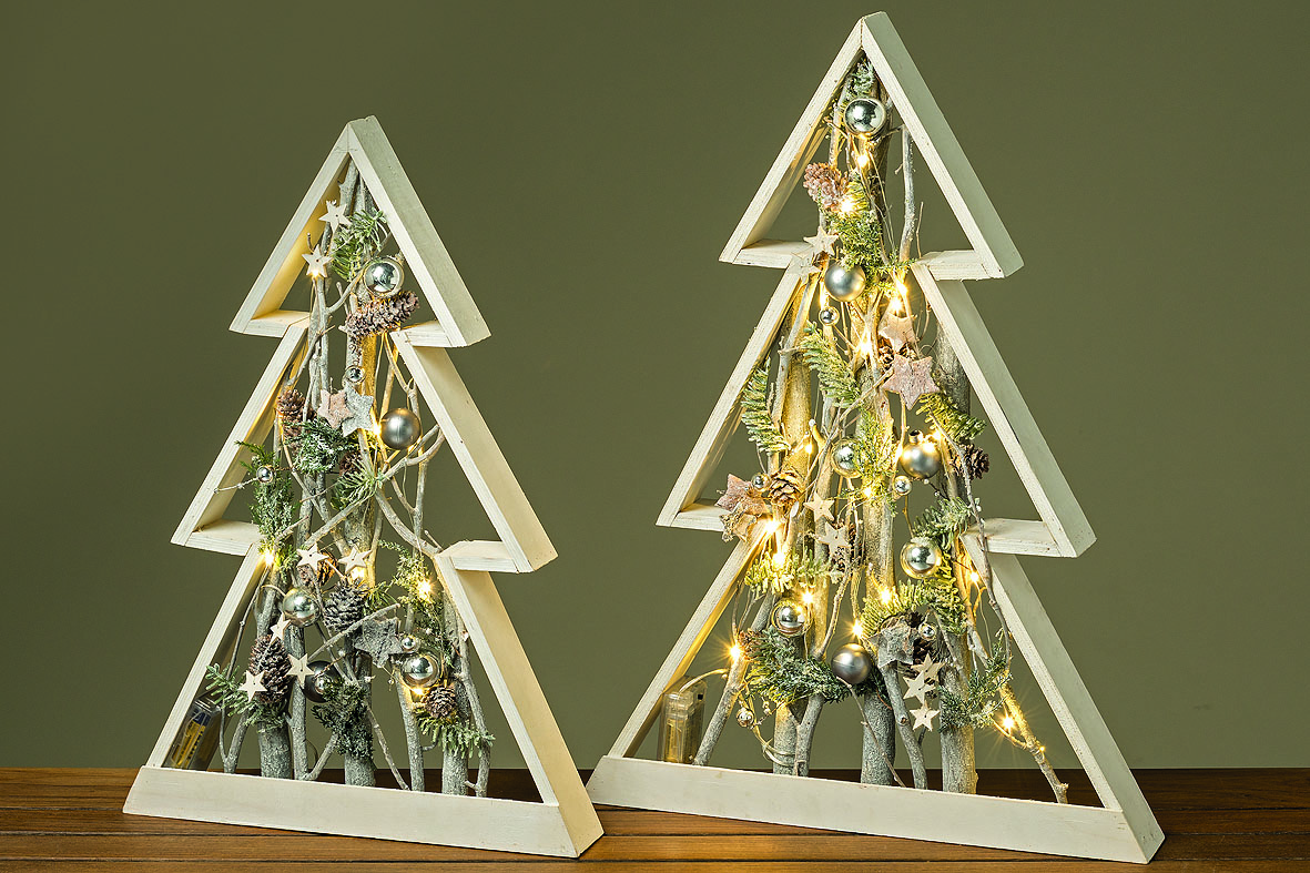 LED Objekt Baum Blauglockebaum grau Weihnachtsdeko