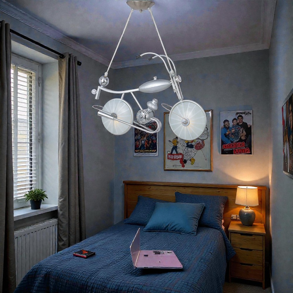 Designer-Decken-Pendelleuchte BIKE Metall und Glas