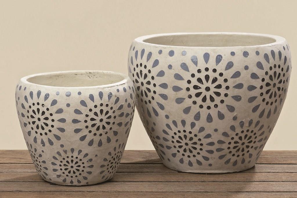 Pflanzentopf Silvo Set aus Terrakotta Geschenk Übertopf Dekoration 