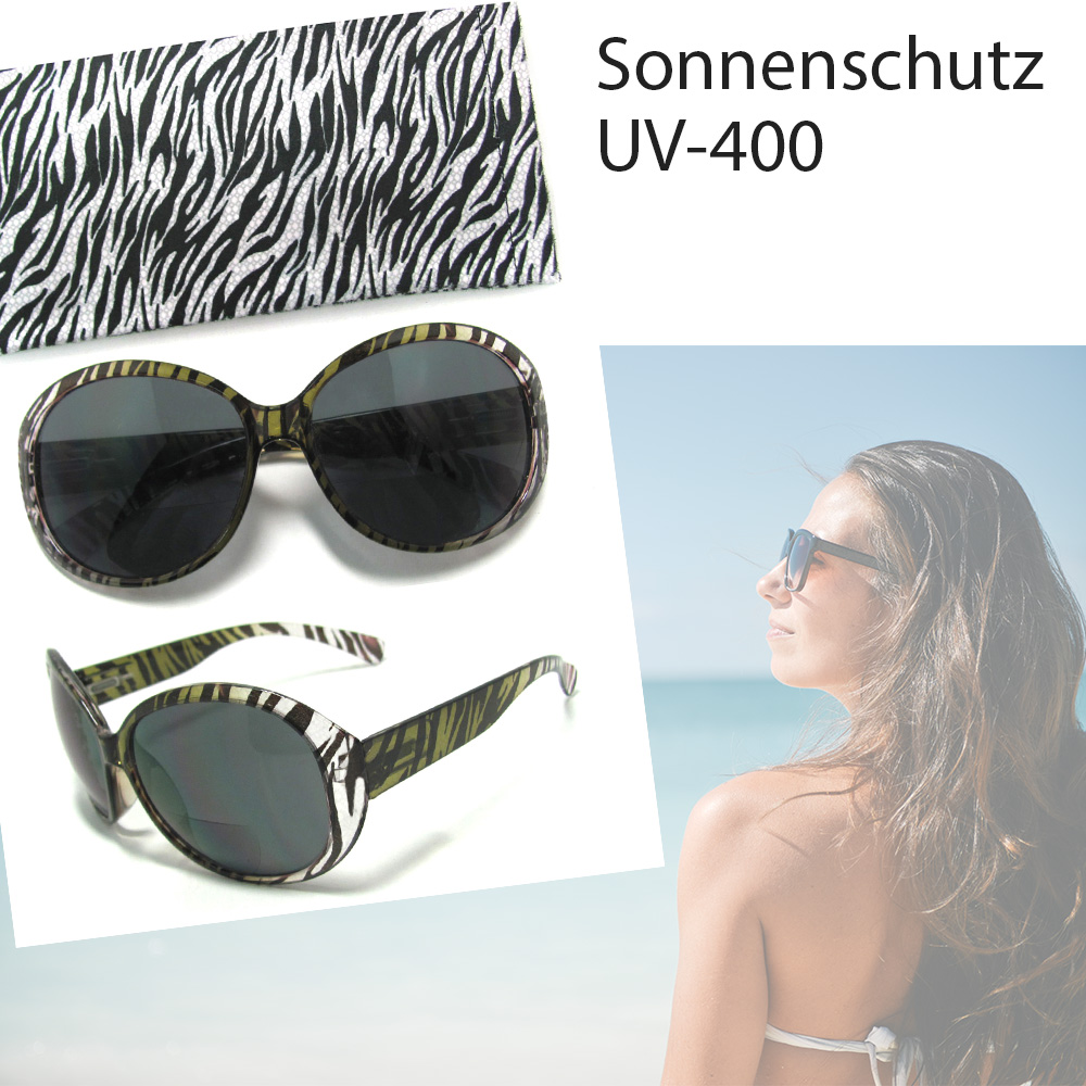 Damen-Sonnenbrille, Sonnen-Schutz mit UV-400-Schutz, Etui im gleichen Design Strand-Brille