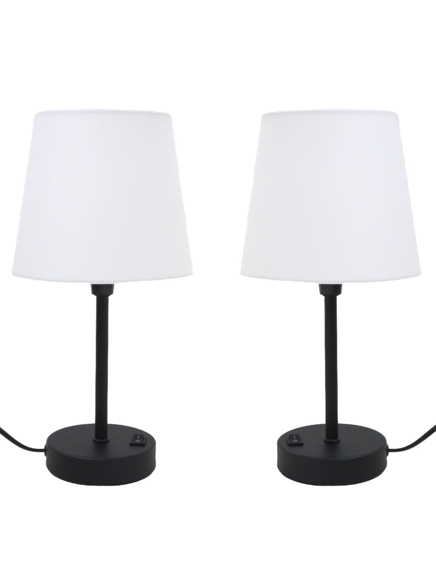 2 x Tischleuchte Linda im Set Tischlampe Metall Textilschirm
