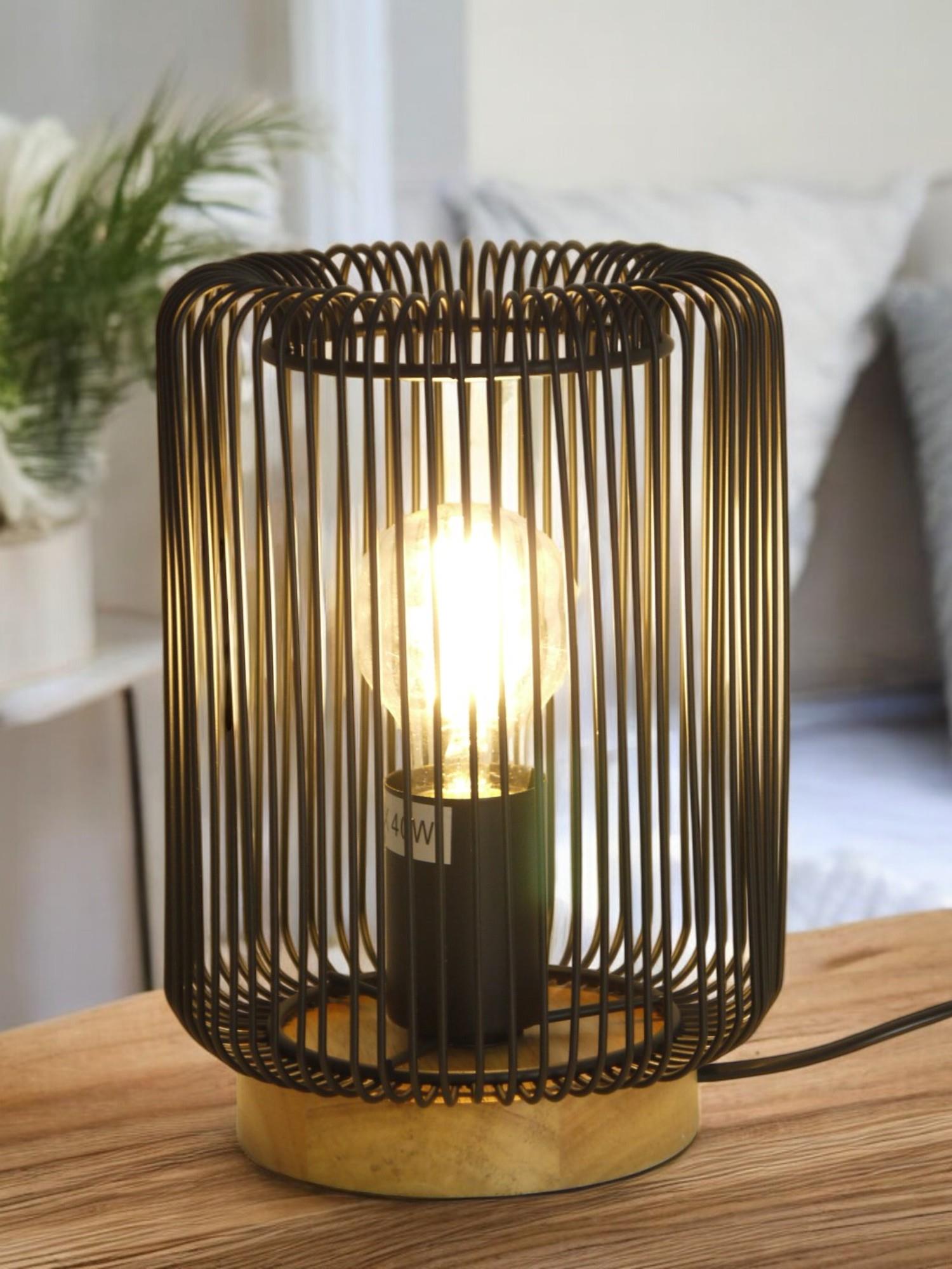 Tischleuchte Jana schwarz Metall/Holz