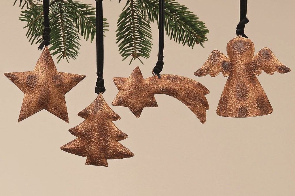4 x Weihnachtsanhänger Metall Baum-Hänger Fensterdekoration