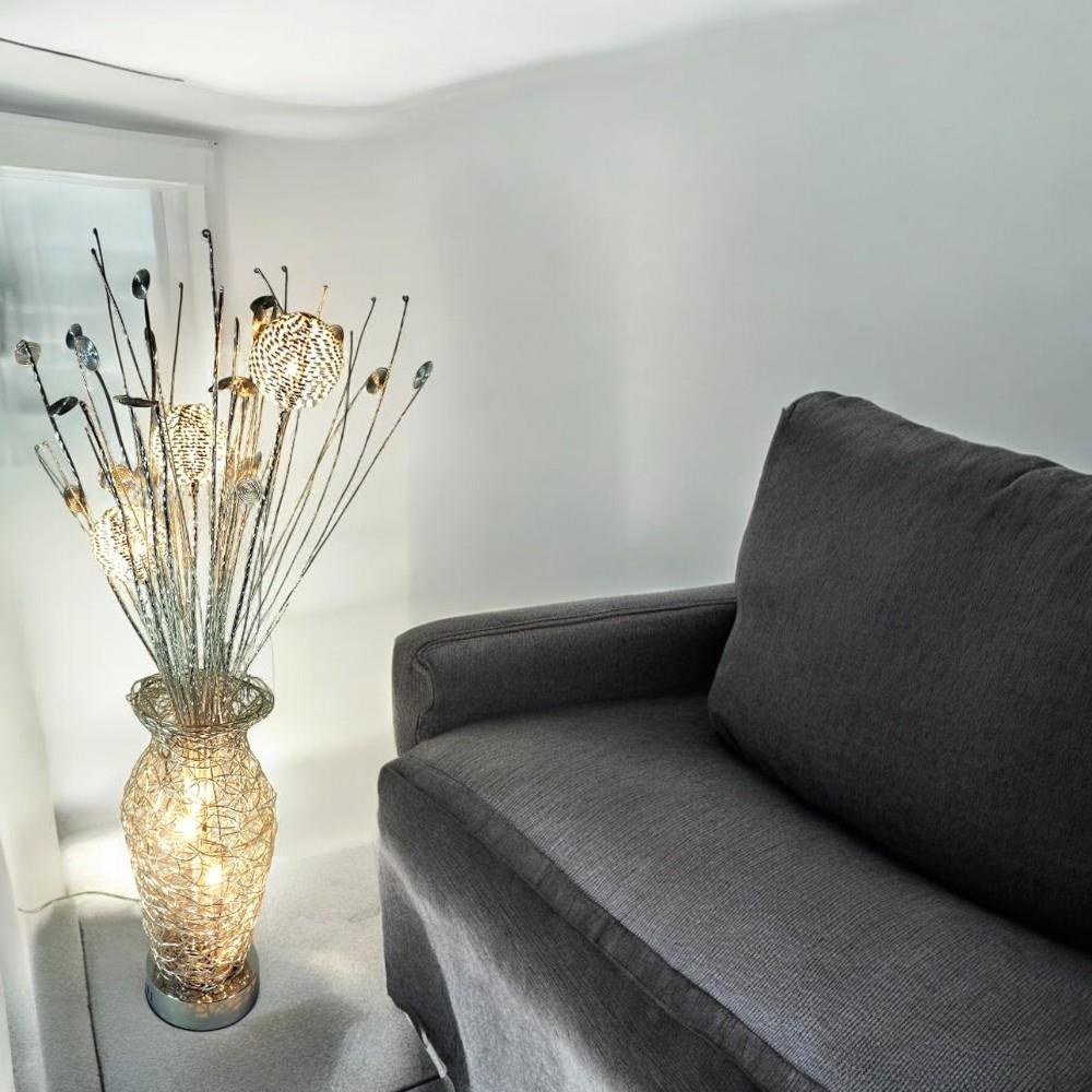 Steh-Blumen-Leuchte Jolanda 5-flammig Alu-Draht Geflecht