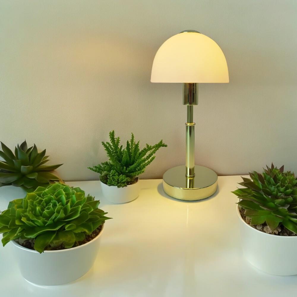 Glas-Tischleuchte MAIOLO messing Nachttischlampe